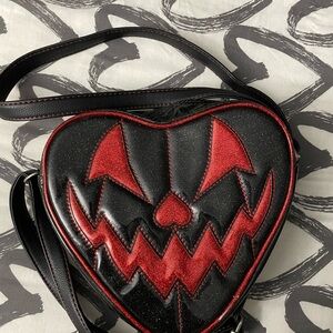 Heart-Shaped Black and Red Women's Bag